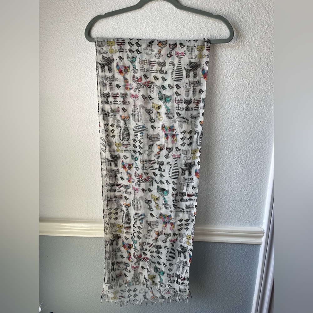 Cats and birds printed scarf for women/ girls